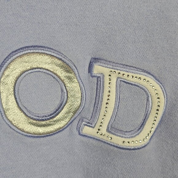 Soft Girl Cabin Winter Fall Harvest Comfy Casual Light Blue Sweatshirt Womens LG - Picture 6 of 15